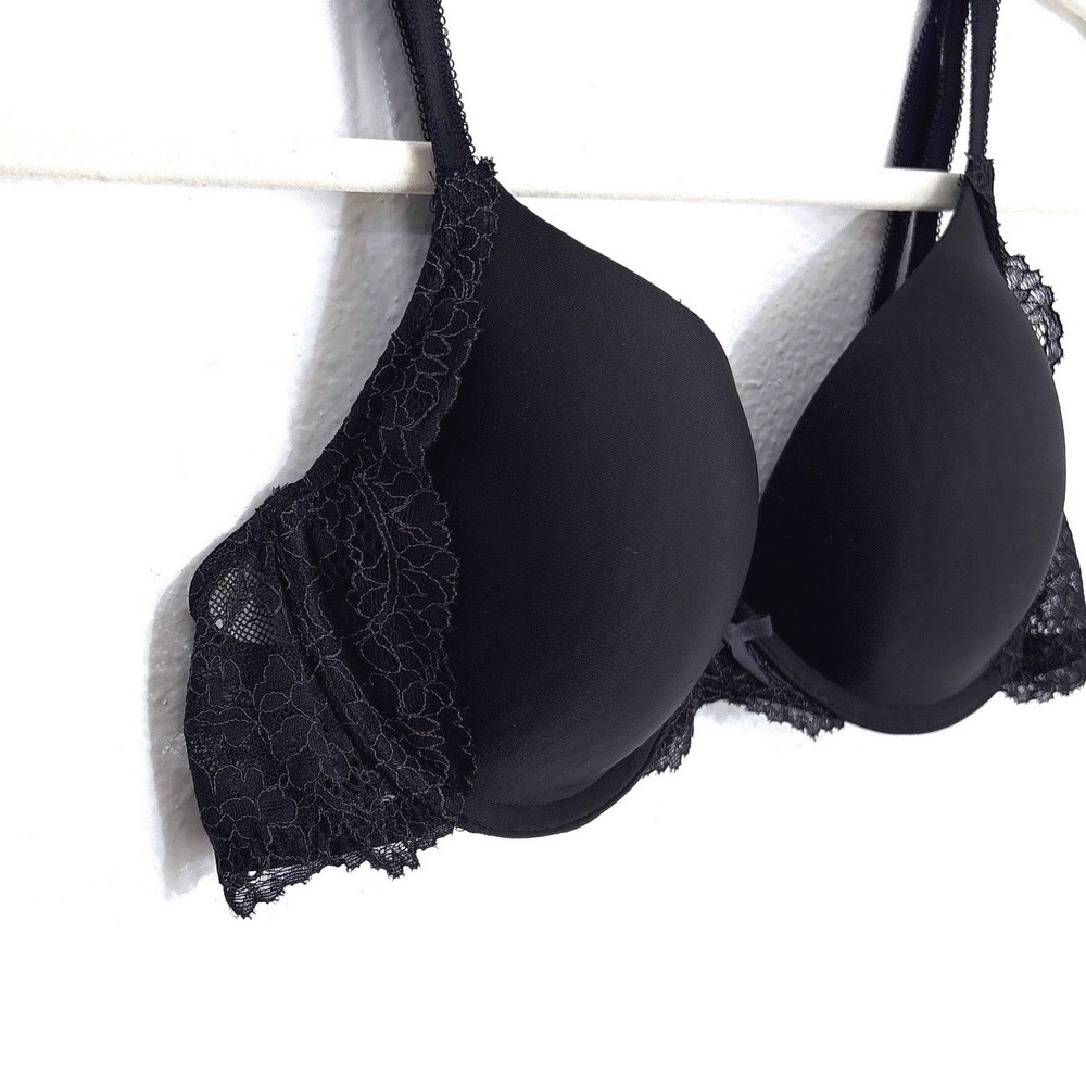 Victorias Secret Dream Angels Perfect Coverage Bra Black Lace 36B 332929-DL3